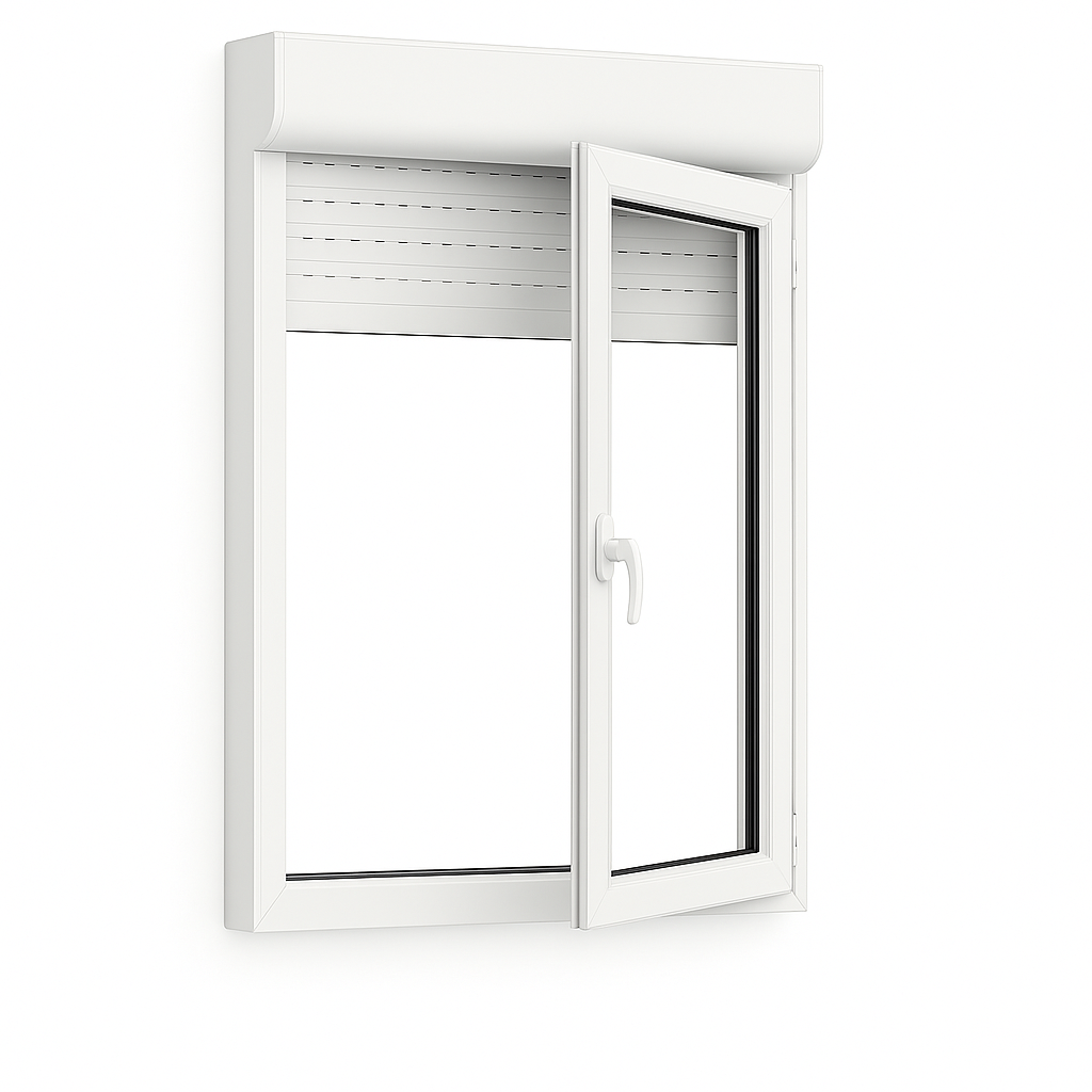 PVC Window 1 White Leaf Tilt and Turn Right with Blinds ↔️ 800x1155 ↕️