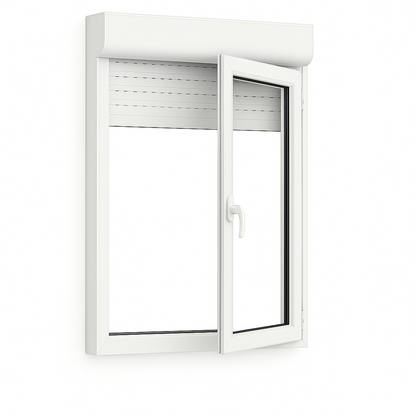PVC Window 1 White Leaf Tilt and Turn Right with Blinds ↔️ 800x1155 ↕️